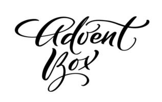 Vector handwritten calligraphic lettering text Advent Box. Design for winter holidays, Christmas advent calendar, greeting cards, poster. Religious nativity element