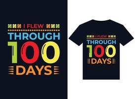 I Flew Through 100 Days illustrations for print-ready T-Shirts design vector