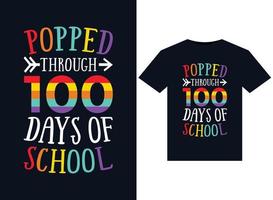 Popped Through 100 Days Of School illustrations for print-ready T-Shirts design vector