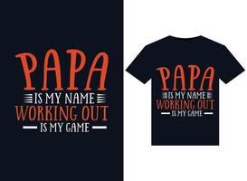 papá es mi nombre hacer ejercicio es mi juego ilustraciones para el diseño de camisetas listas para imprimir vector