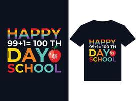 Happy  100 th Day of school illustrations for print-ready T-Shirts design vector