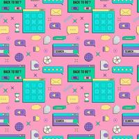 Vaporwave UI and UX elements seamless pattern. PC retro game frame. Nostalgic style 70s, 80s, 90s. vector