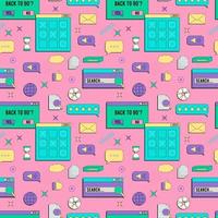 Vaporwave UI and UX elements seamless pattern. PC retro game frame. Nostalgic style 70s, 80s, 90s. vector