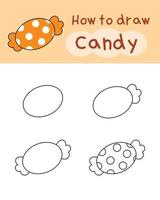 How to draw candy for Halloween and learning. Vector illustration