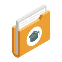 Isometric design icon of educational folder vector