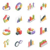 Pack of Graphs Isometric Icons vector