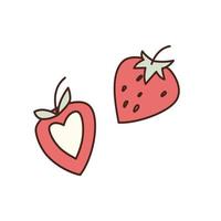Valentine's day strawberry doodle vector illustration for February 14 card design.