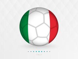 Football ball with Italy flag pattern, soccer ball with flag of Italy national team. vector