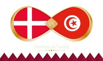 Denmark versus Tunisia golden icon for Football 2022 match. vector