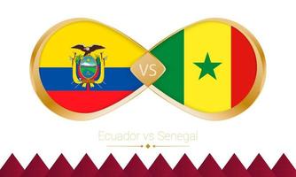 ecuador contra senegal icono dorado para el partido de fútbol 2022. vector