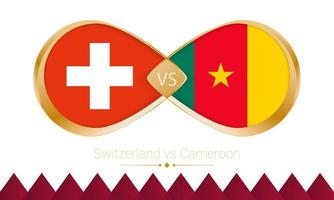 Switzerland versus Cameroon golden icon for Football 2022 match. vector