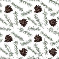 Seamless pattern with pine cones. Realistic look. Vintage background for fabric, scrapbook, poster, greeting cards. Vector illustration.