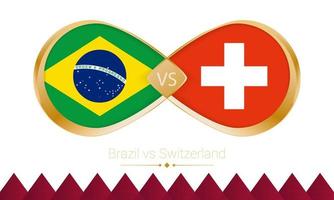 Brazil versus Switzerland golden icon for Football 2022 match. vector