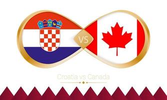 Croatia versus Canada golden icon for Football 2022 match. vector