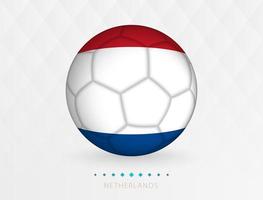 Football ball with Netherlands flag pattern, soccer ball with flag of Netherlands national team. vector