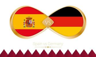 Spain versus Germany golden icon for Football 2022 match. vector