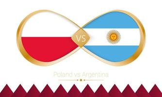 polonia contra argentina icono dorado para el partido de fútbol 2022. vector