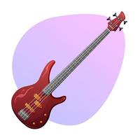 Vector illustration of a red bass guitar. Musical instrument.