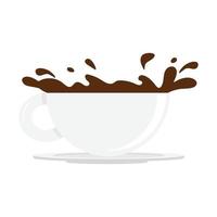 splashing coffee of  White ceramic cup vector