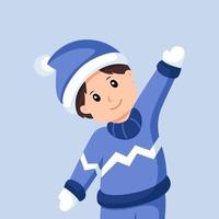 chico lindo en la ilustración de diseño de personajes de invierno vector