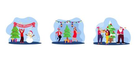 Christmas Party Day Flat Bundle Design vector