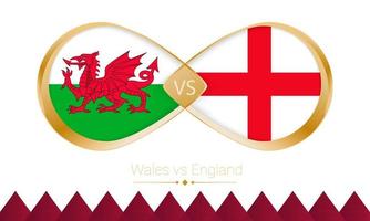 Wales versus England golden icon for Football 2022 match. vector