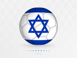 Football ball with Israel flag pattern, soccer ball with flag of Israel national team. vector