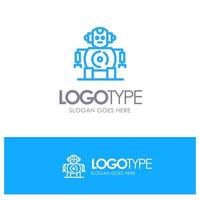 Cnc Robotics Technology Blue outLine Logo with place for tagline vector