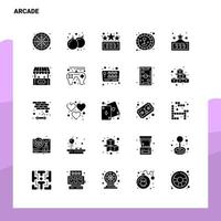 25 conjunto de iconos de arcade plantilla de ilustración de vector de icono de glifo sólido para ideas web y móviles para empresa comercial