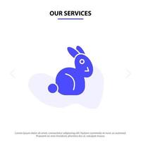 Our Services Bunny Easter Rabbit Solid Glyph Icon Web card Template vector