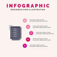 lista de verificación para hacer lista trabajo tarea bloc de notas icono sólido infografía 5 pasos presentación antecedentes vector