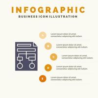 papel cuadriculado proceso estructura alámbrica documento sólido icono infografía 5 pasos presentación antecedentes vector