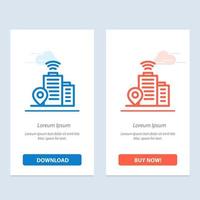 Building Wifi Location  Blue and Red Download and Buy Now web Widget Card Template vector