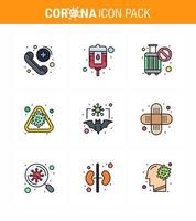 Covid19 Protection CoronaVirus Pendamic 9 Filled Line Flat Color icon set such as carrier virus cancel epidemic corona viral coronavirus 2019nov disease Vector Design Elements