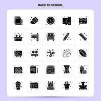 sólido 25 conjunto de iconos de regreso a la escuela diseño de estilo de glifo vectorial conjunto de iconos negros diseño de ideas de negocios web y móvil ilustración vectorial vector