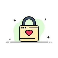 Lock Locker Heart Heart Hacker Heart Lock  Business Flat Line Filled Icon Vector Banner Template