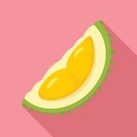 icono de pieza fresca durian, estilo plano vector