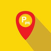 Map pointer with car parking icon, flat style vector