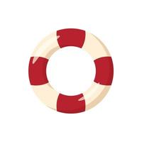 Striped lifebuoy icon, cartoon style vector