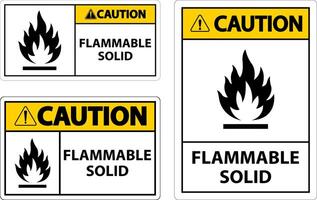 Caution Hazardous Signs Flammable Solid On White Background vector