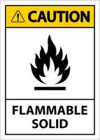 Caution Hazardous Signs Flammable Solid On White Background vector