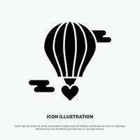 Flying Balloon Hot Balloon Love Valentine solid Glyph Icon vector