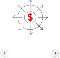 Budget Banking List Cash Bold and thin black line icon set vector