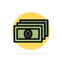 dólar dinero efectivo círculo abstracto fondo color plano icono vector