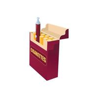 icono de cigarrillo electrónico en un paquete de cigarrillos vector