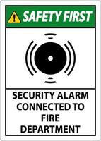 señal de alarma de seguridad alarma de seguridad conectada al departamento de bomberos vector