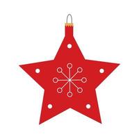 Red star in form of Christmas tree toy. Vector isolated image for holiday design or postcard