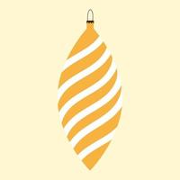 Yellow striped cone on beige background. Vector isolated image for festive Christmas design