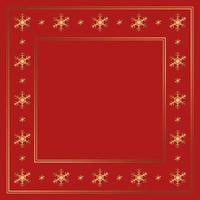 Vector winter frame with golden snowflakes and gold lines on the red background. Decorative backdrop for social media new year posts and text