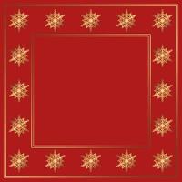 Vector winter frame with golden snowflakes and gold lines on the red background. Decorative backdrop for social media new year posts and text